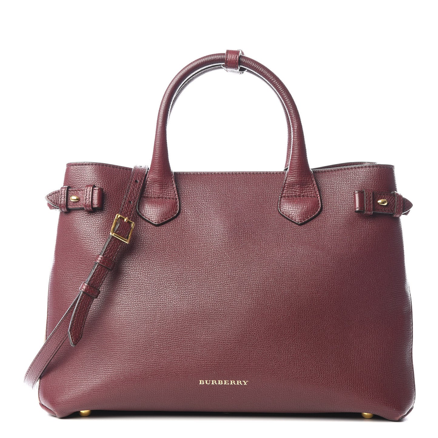 Grainy Calfskin House Check Medium Banner Tote Mahogany Red