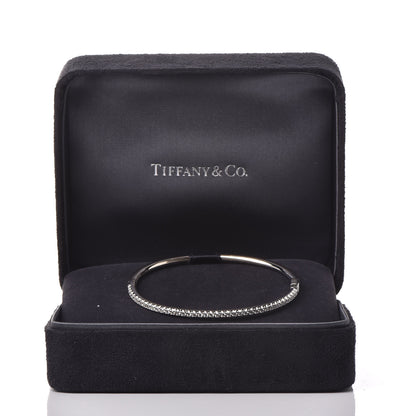 Tiffany 18K White Gold Diamond Metro Hinged Bangle 7 of 7