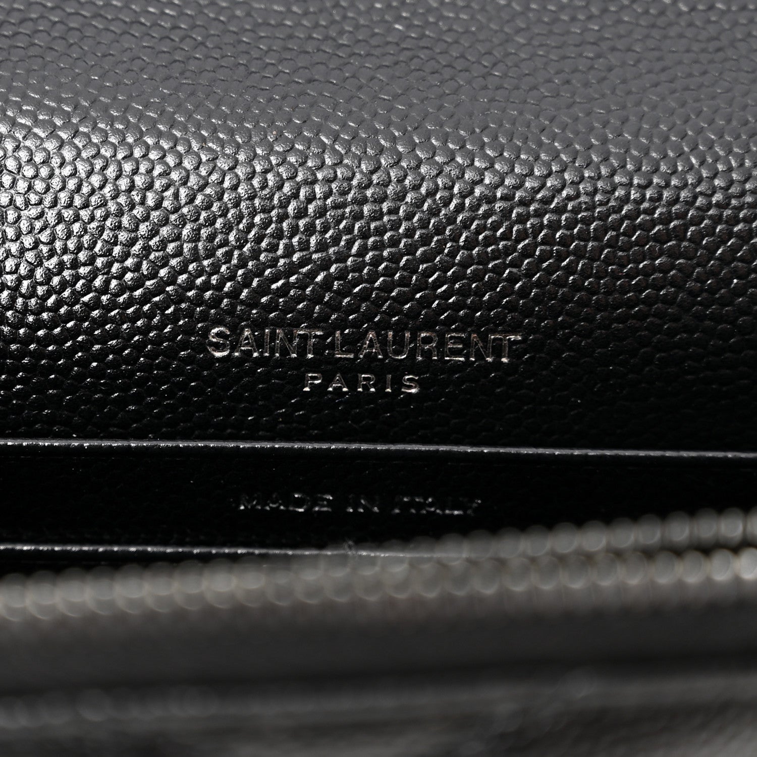 Saint Laurent Grain De Poudre Matelasse Chevron Monogram Monochrome Envelope Chain Wallet Black 6 of 12