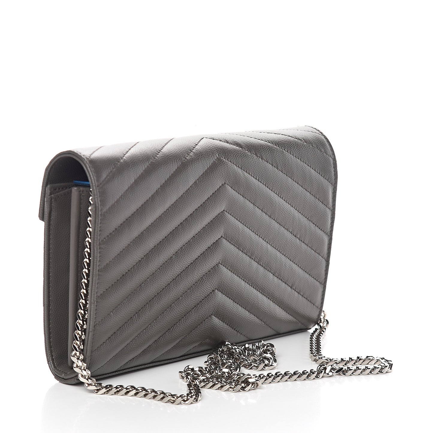 Grain De Poudre Matelasse Chevron Monogram Chain Wallet Fog