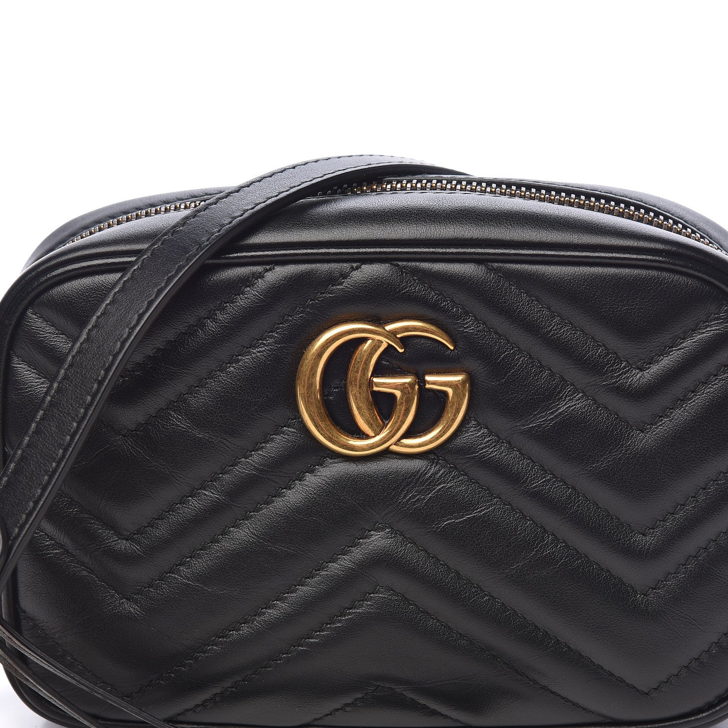 Gucci Calfskin Matelasse Mini GG Marmont Chain Shoulder Bag Black 8 of 11