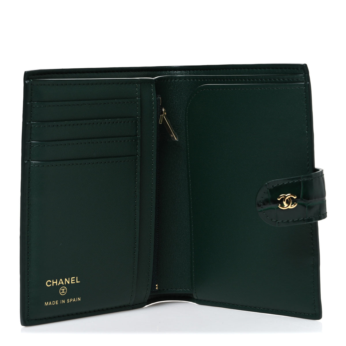 Calfskin Crocodile Embossed Crococo Passport Holder Emerald