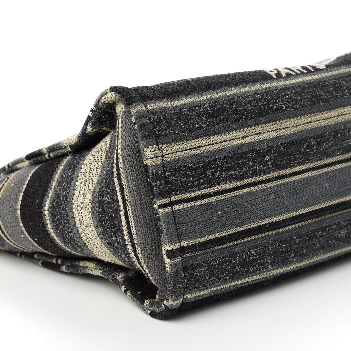 Striped Canvas Small Deauville Tote Dark Grey