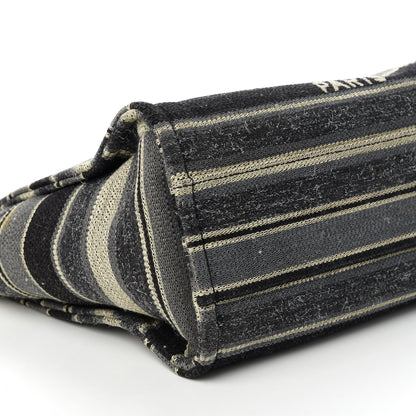 Chanel Striped Canvas Small Deauville Tote Dark Grey 6 of 10