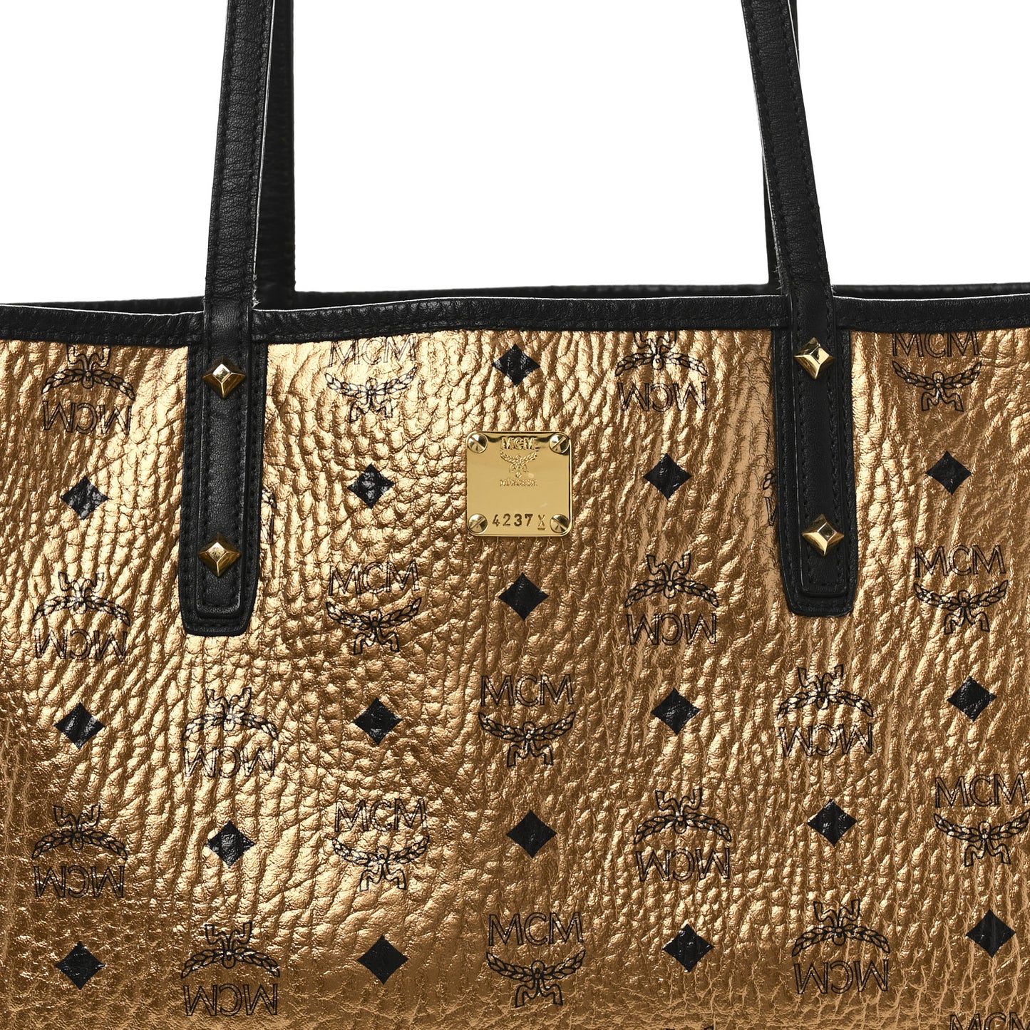Metallic Visetos Medium Shopper Tote Gold