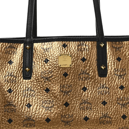 MCM Metallic Visetos Medium Shopper Tote Gold 8 of 10
