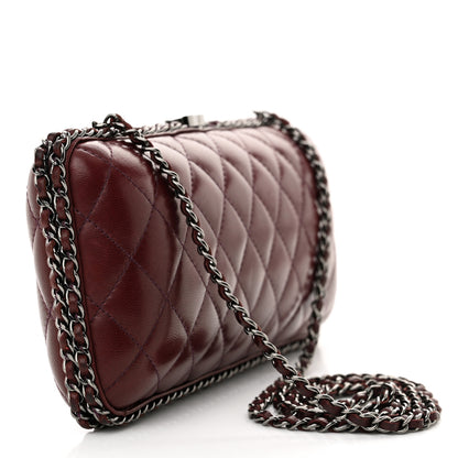 Chanel Lambskin Quilted Chain Around Clutch Red 3 of 11