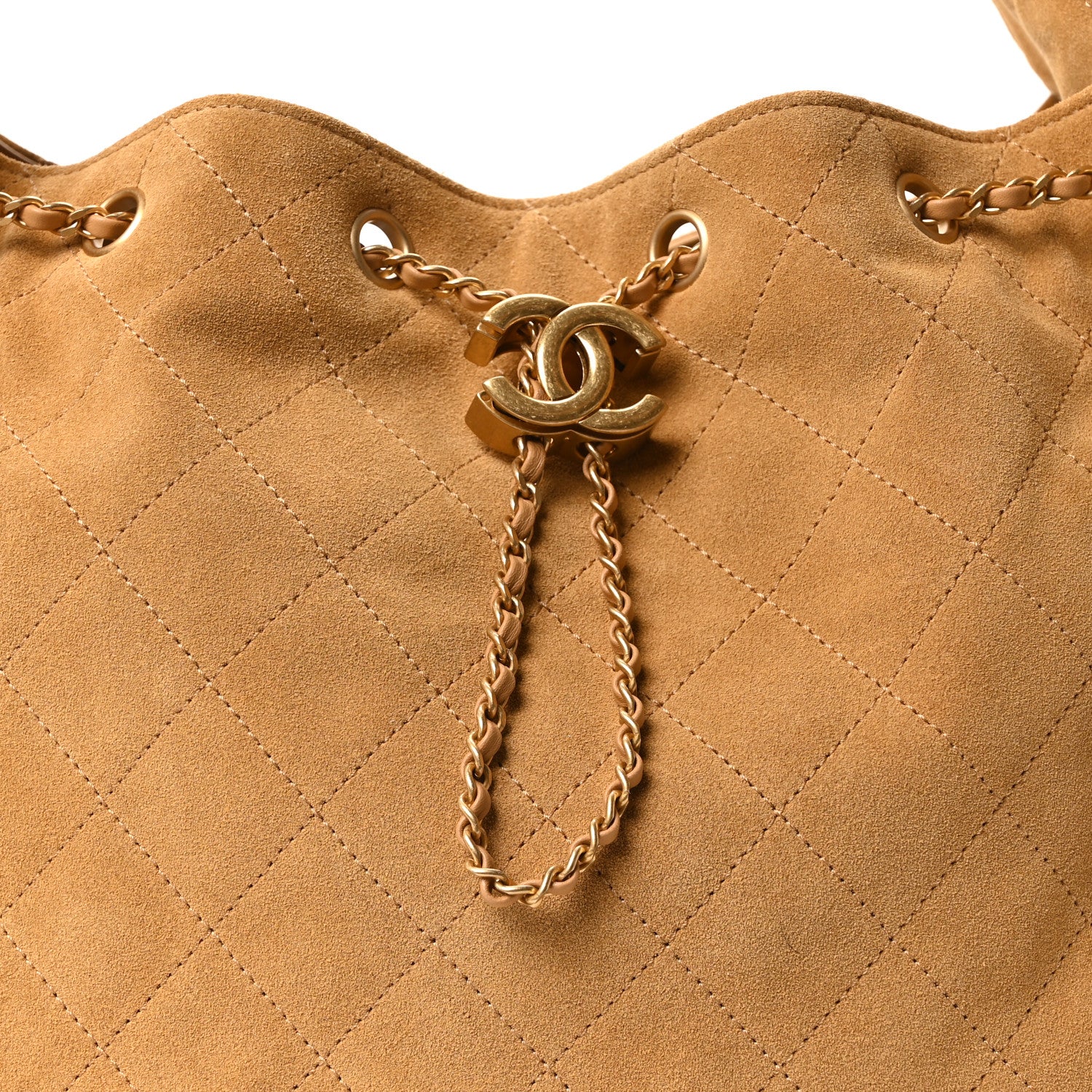 Chanel Suede Quilted Medium Chanel 25 Handbag Beige 17 of 23