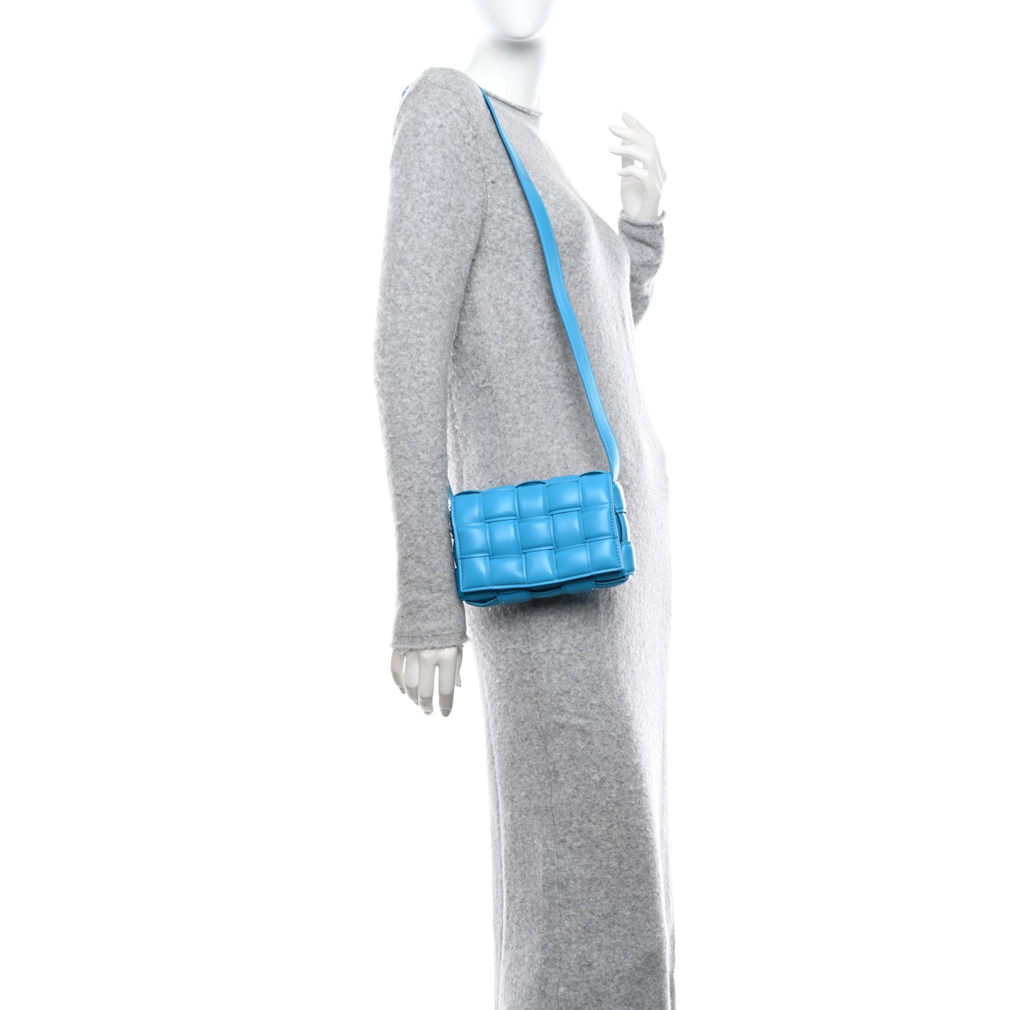 Nappa Maxi Intreccio Small Padded Cassette Crossbody Bag Pool