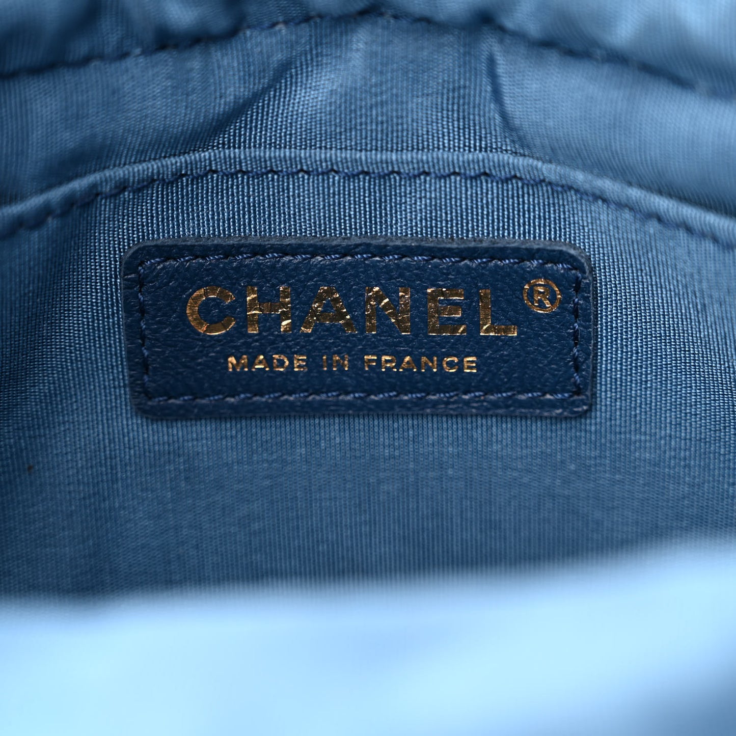 Denim Quilted Small Mood Bucket With Chain Blue Multicolor