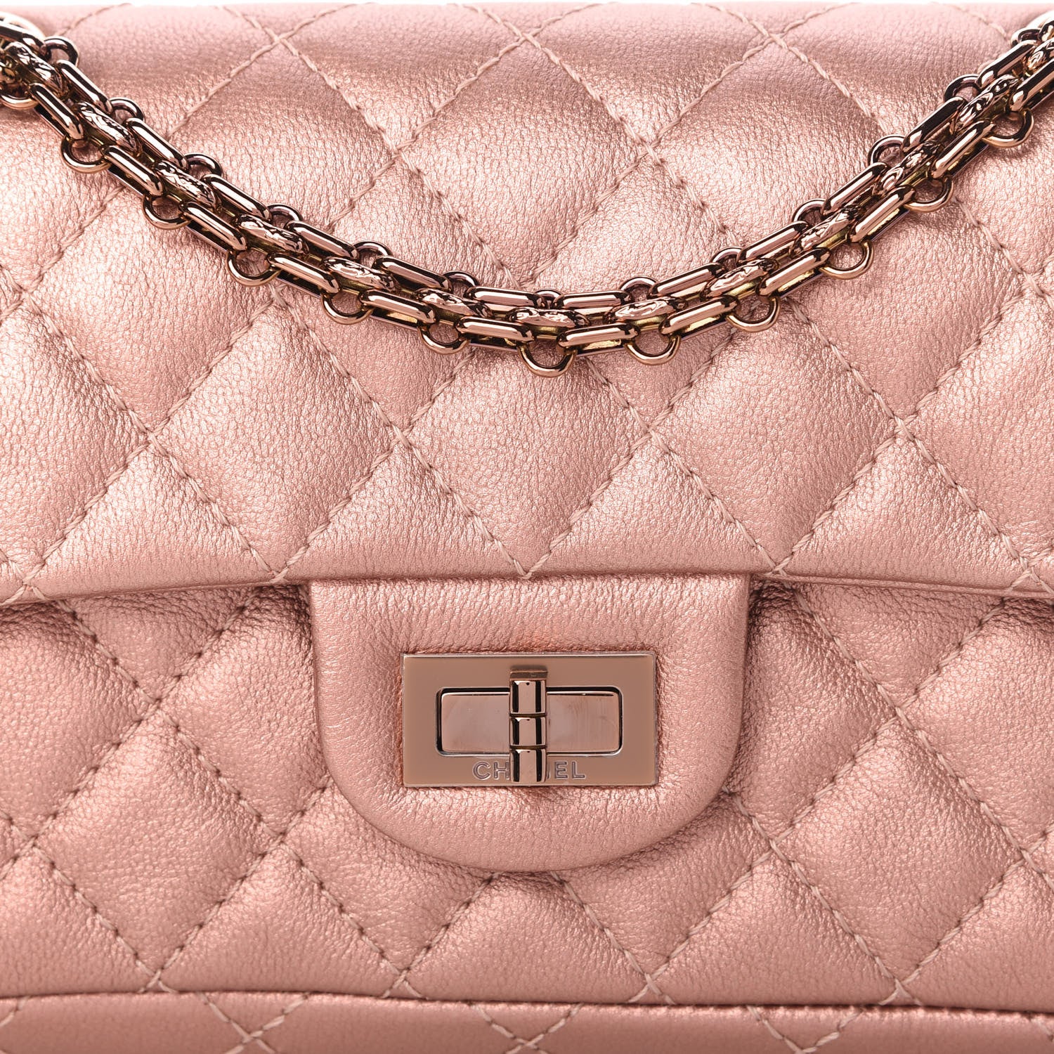 Chanel Metallic Grained Calfskin Quilted 2.55 Reissue Mini Flap Copper Pink 10 of 10