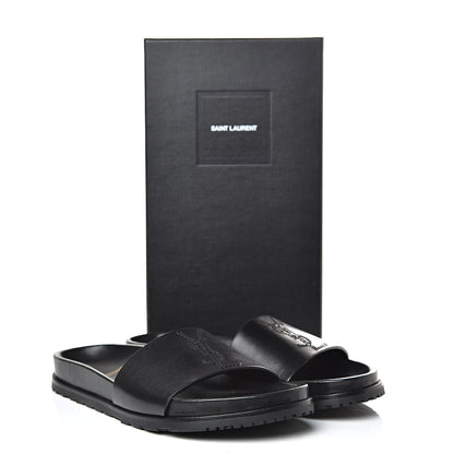Saint Laurent Calfskin Monogram Womens Jimmy Joan Slide Sandals 39 Black 10 of 10