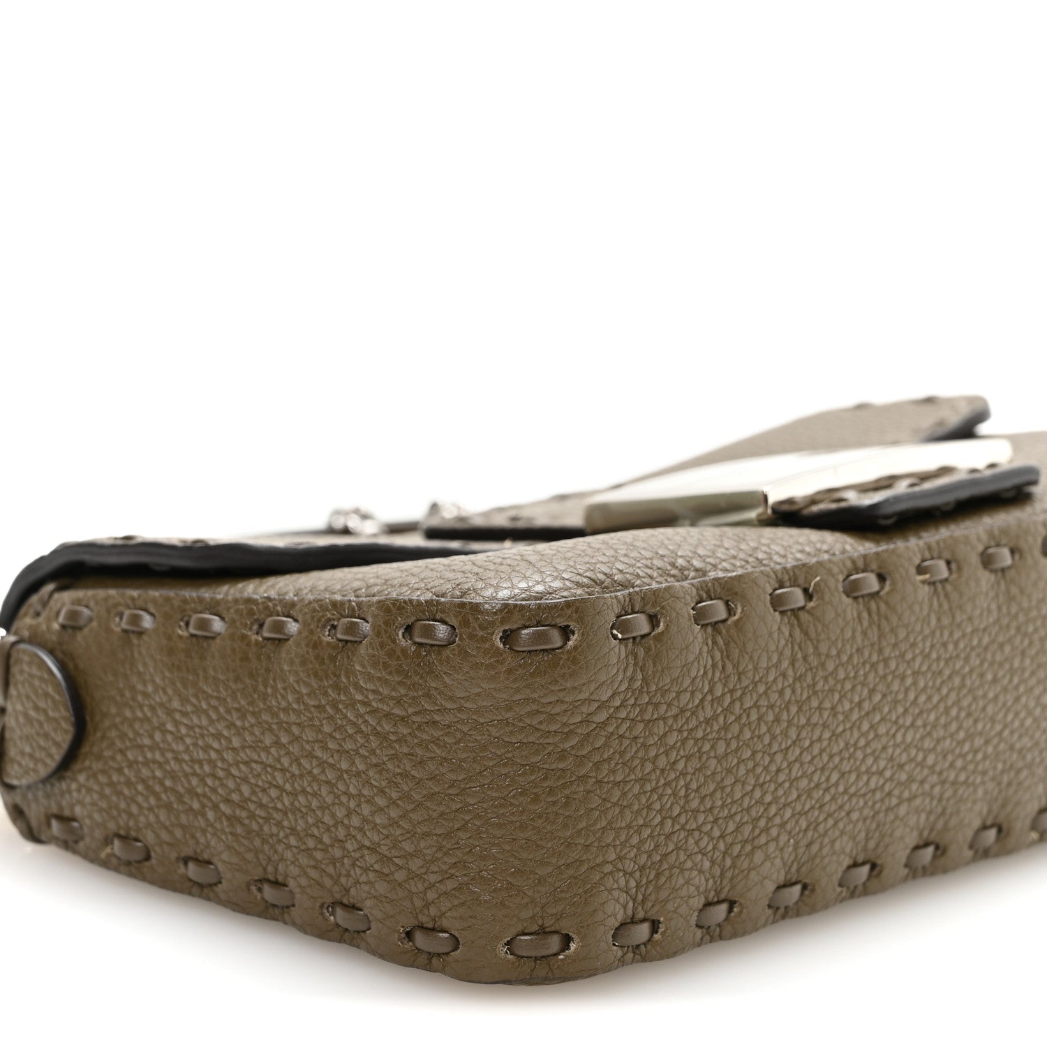 Fendi Cuoio Roma Sellerissima Nappa Sintetica Tape Stitch Mini Baguette Wood 8 of 9