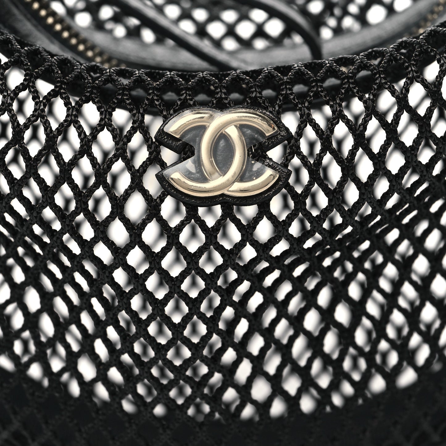 Mesh Shiny Lambskin Pouch Hobo Black