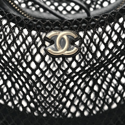 Chanel Mesh Shiny Lambskin Pouch Hobo Black 8 of 10