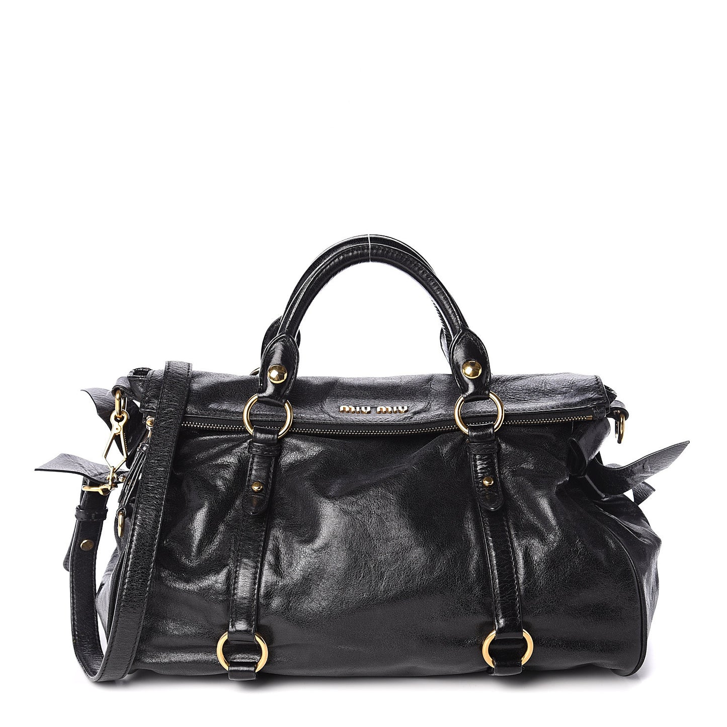 Vitello Lux Bow Tote Black
