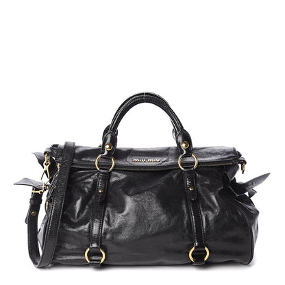 Miu Miu Vitello Lux Bow Tote Black 1 of 8