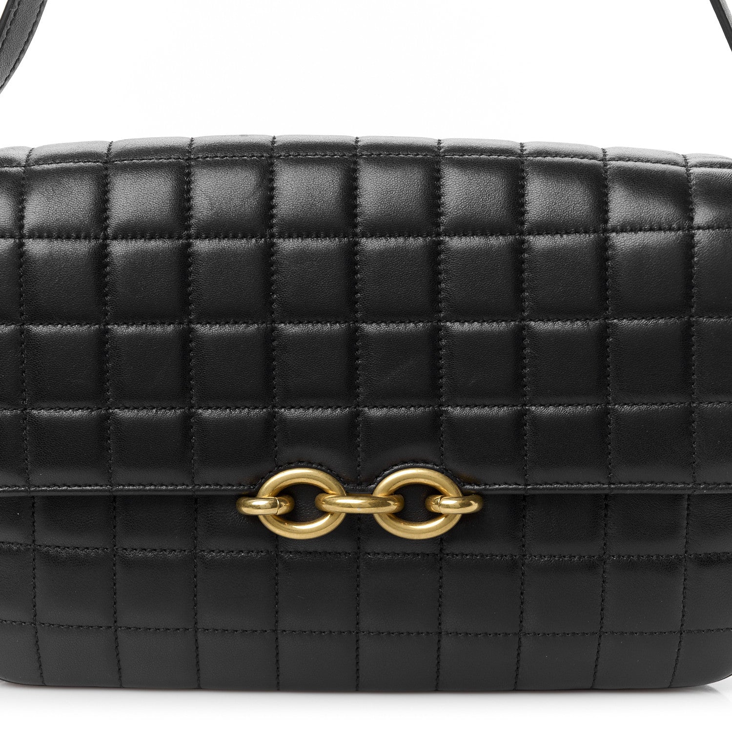 Saint Laurent Lambskin Carre Quilted Le Maillon Satchel Black 8 of 10