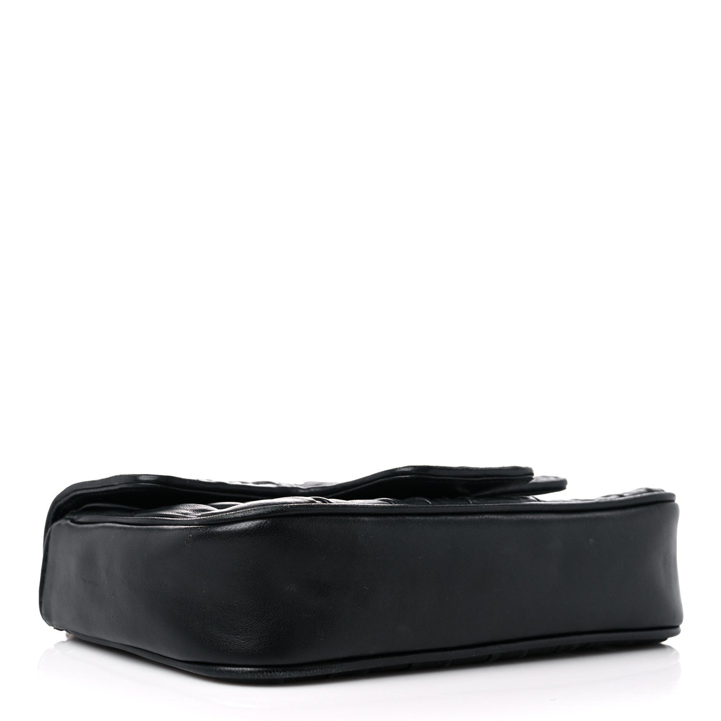 Nappa Gaufre Small Chain Flap Shoulder Bag Black