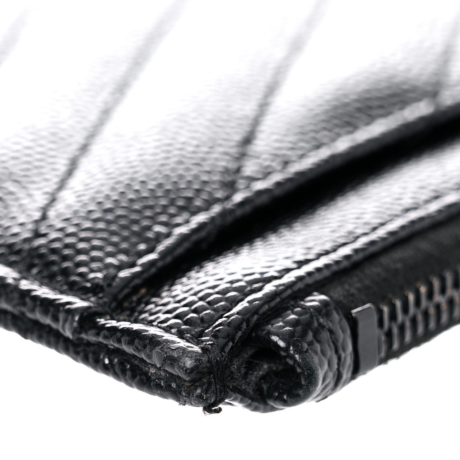 Saint Laurent Grain De Poudre Chevron Monogram Bill Pouch Black 10 of 17