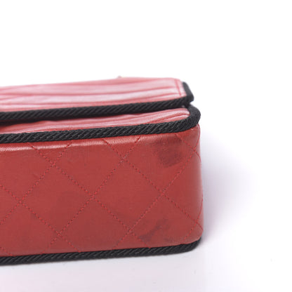 Chanel Lambskin Scallop Quilted Single Flap Red Black 9 of 11