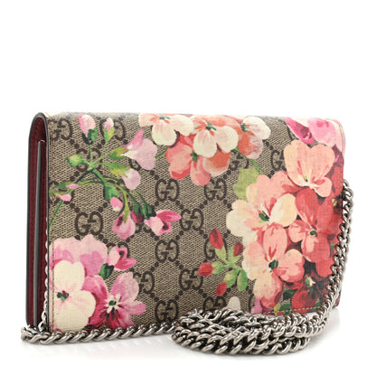 Gucci GG Supreme Monogram Blooms Chain Wallet Beige Multicolor Dry Rose 3 of 19