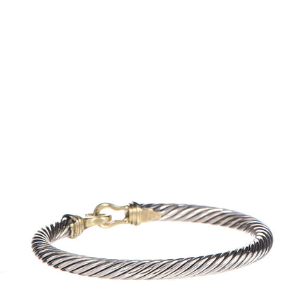David Yurman Sterling Silver 14K Yellow Gold 5mm Cable Classic Buckle Bracelet 3 of 5