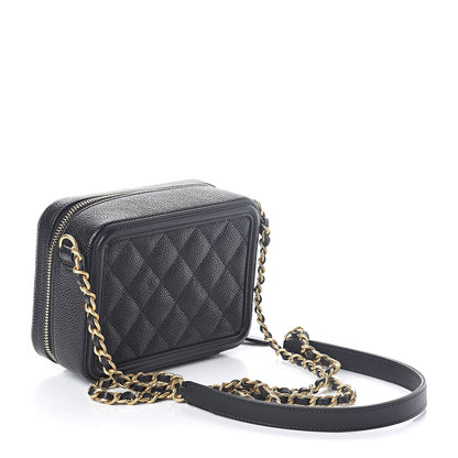 Chanel Caviar Quilted CC Filigree Vanity Clutch With Chain Black 3 of 10