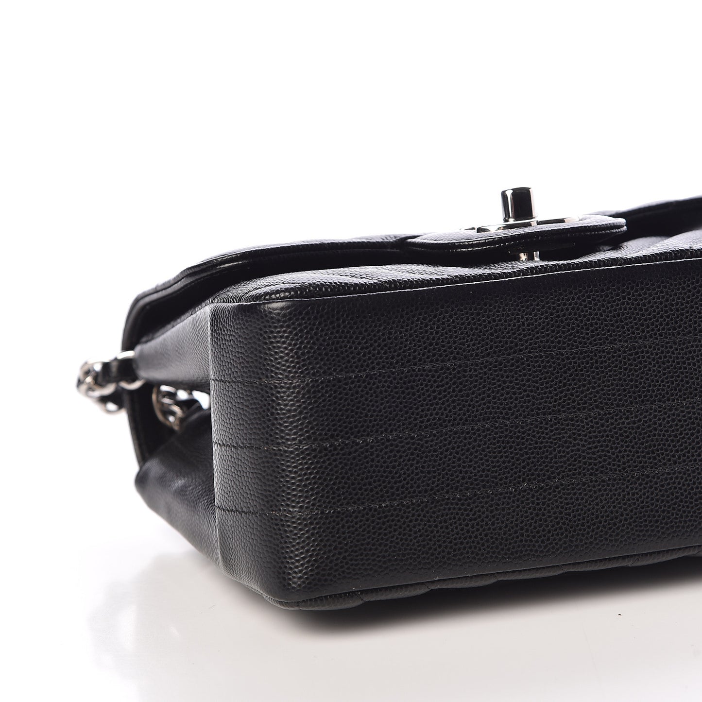 Caviar Chevron Quilted Mini Square Flap Black