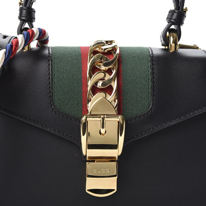 Gucci Calfskin Mini Sylvie Top Handle Bag Black 9 of 9