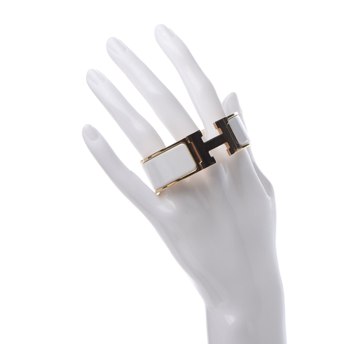 Enamel Wide Clic Clac H Bracelet GM White