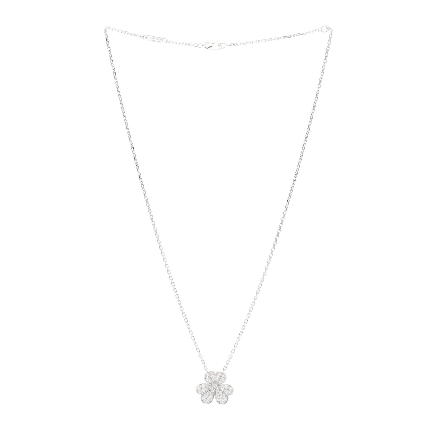 Van Cleef & Arpels 18K White Gold Diamond Small Frivole Pendant Necklace 3 of 6