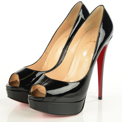 Christian Louboutin Patent Lady Peep 150 Pumps 41.5 Black 3 of 7
