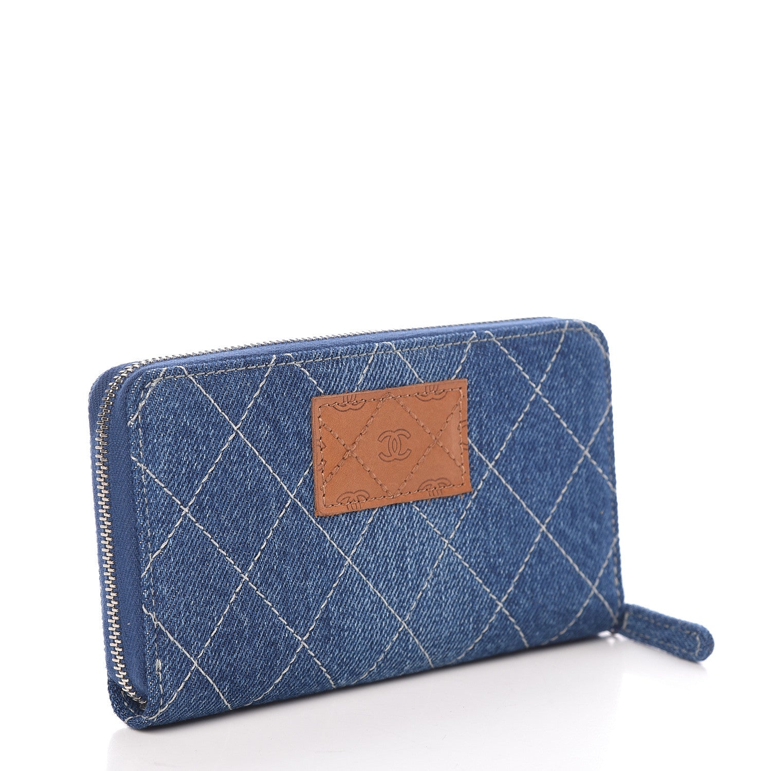 Chanel Denim Quilted Medium Zip Wallet Blue 3 of 9