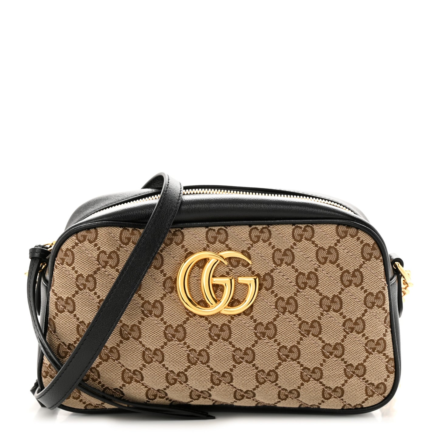 Monogram Matelasse Diagonal Small GG Marmont Chain Shoulder Bag Beige Black