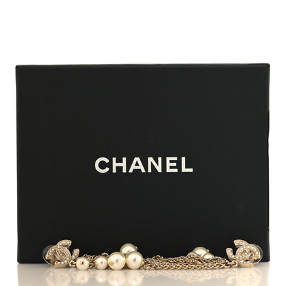 Chanel Pearl Chain CC Dangle Earrings Gold 5 of 5