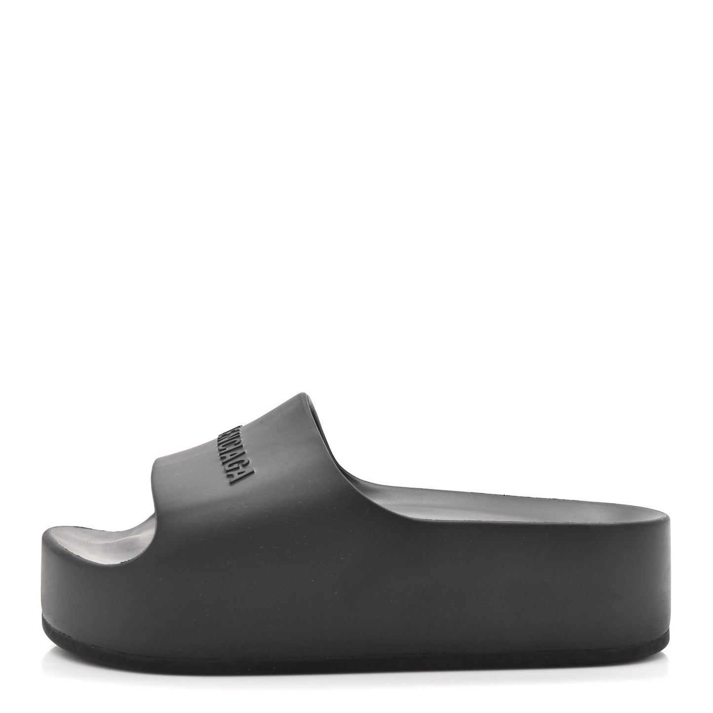 Rubber Chunky Platform Slide Sandals 35 Black