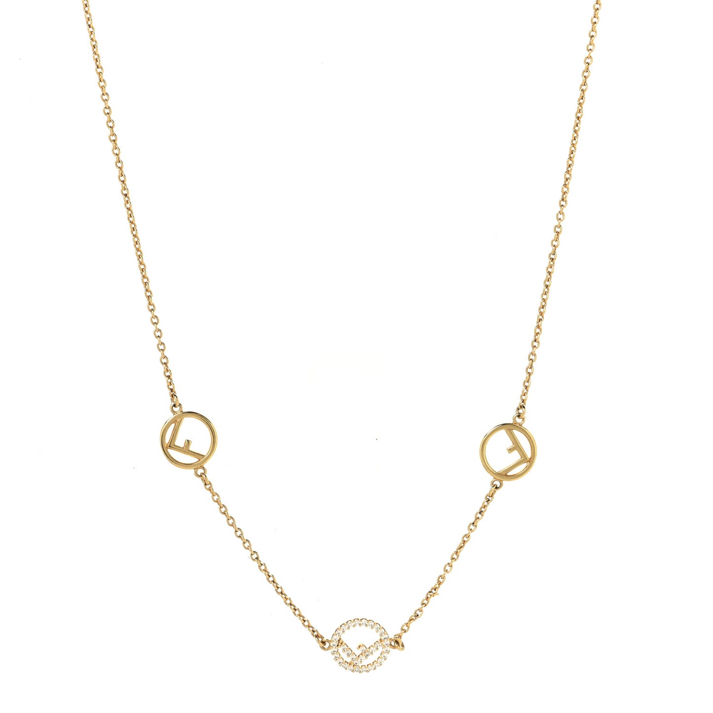 Metal Crystal F is Fendi Necklace Gold