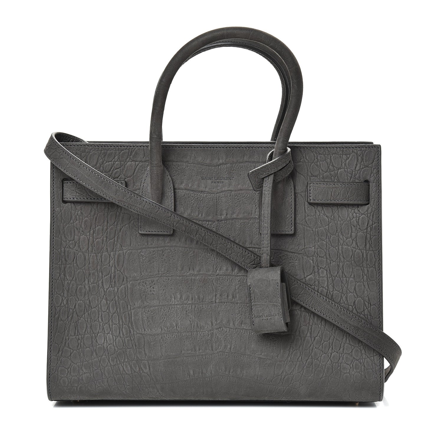 Crocodile Embossed Nubuck Baby Sac De Jour Dark Anthracite