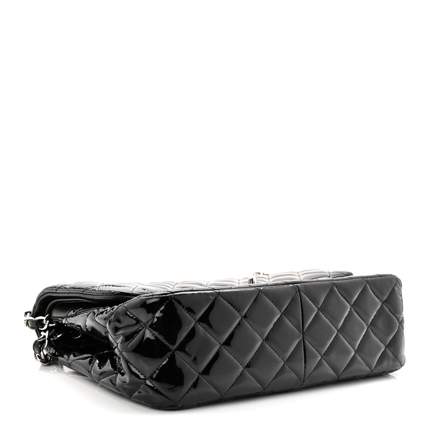 Patent Quilted Jumbo Double Flap Black