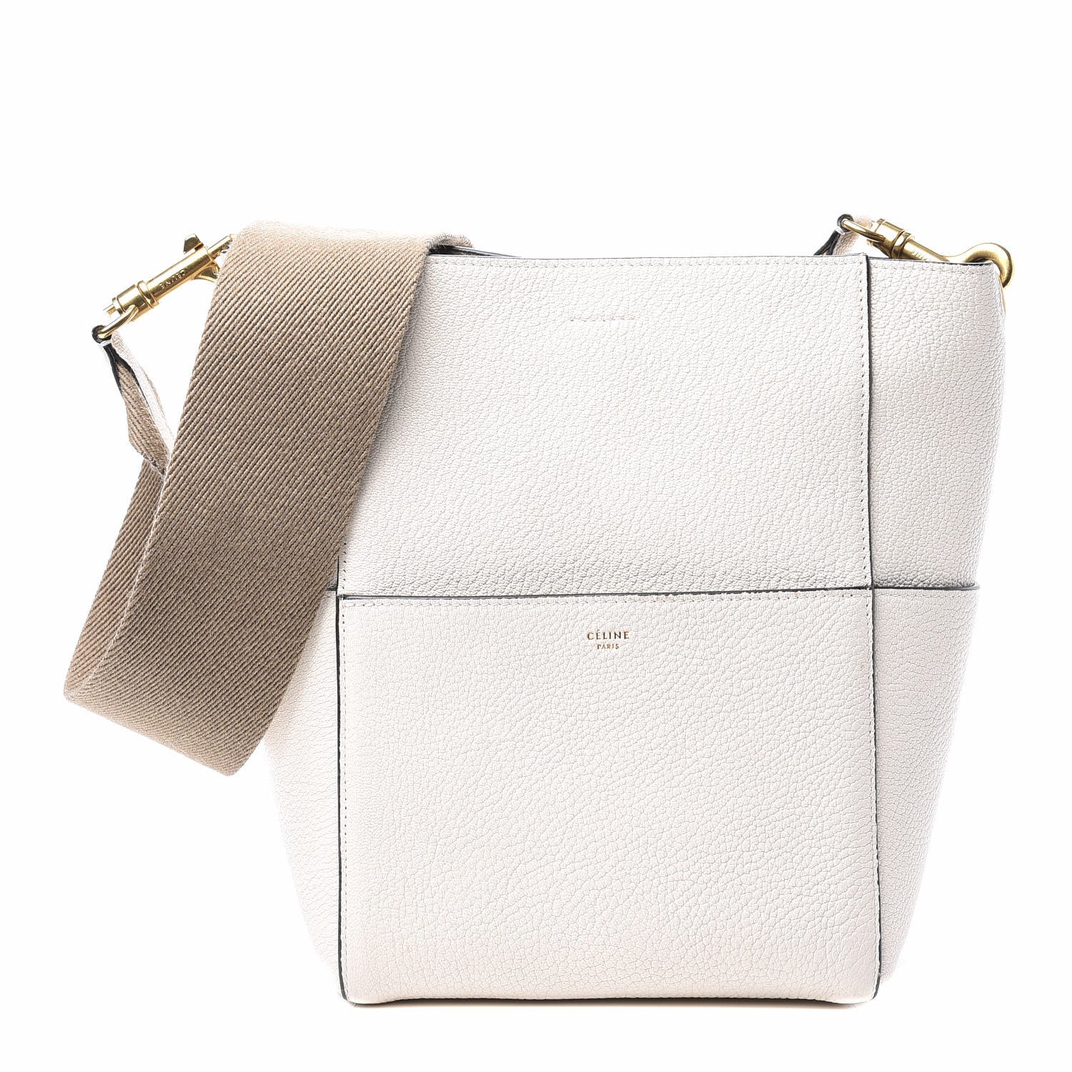 Celine Goatskin Sangle Bucket Bag White 1 of 9