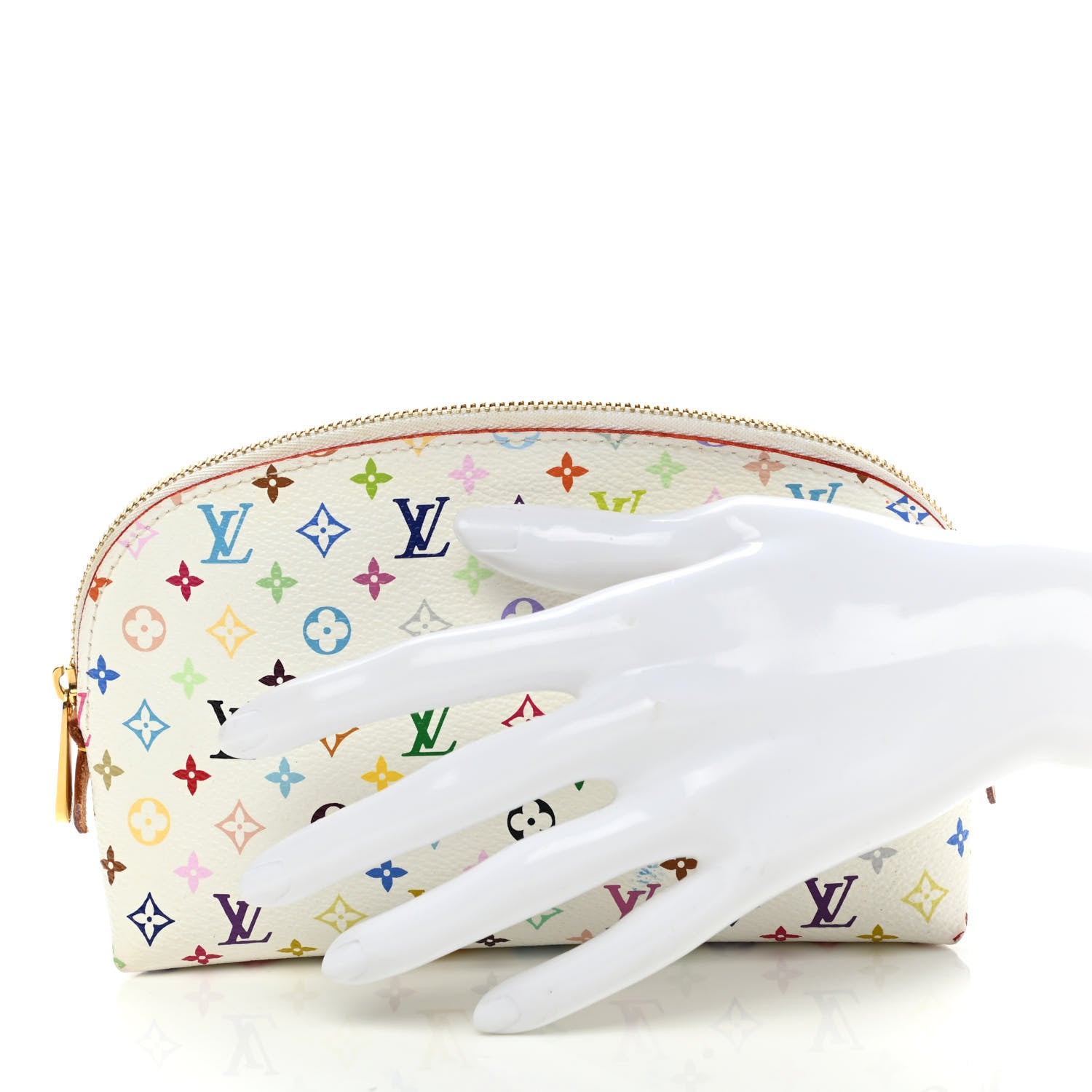 Louis Vuitton Monogram Multicolor Cosmetic Pouch White Litchi 2 of 8