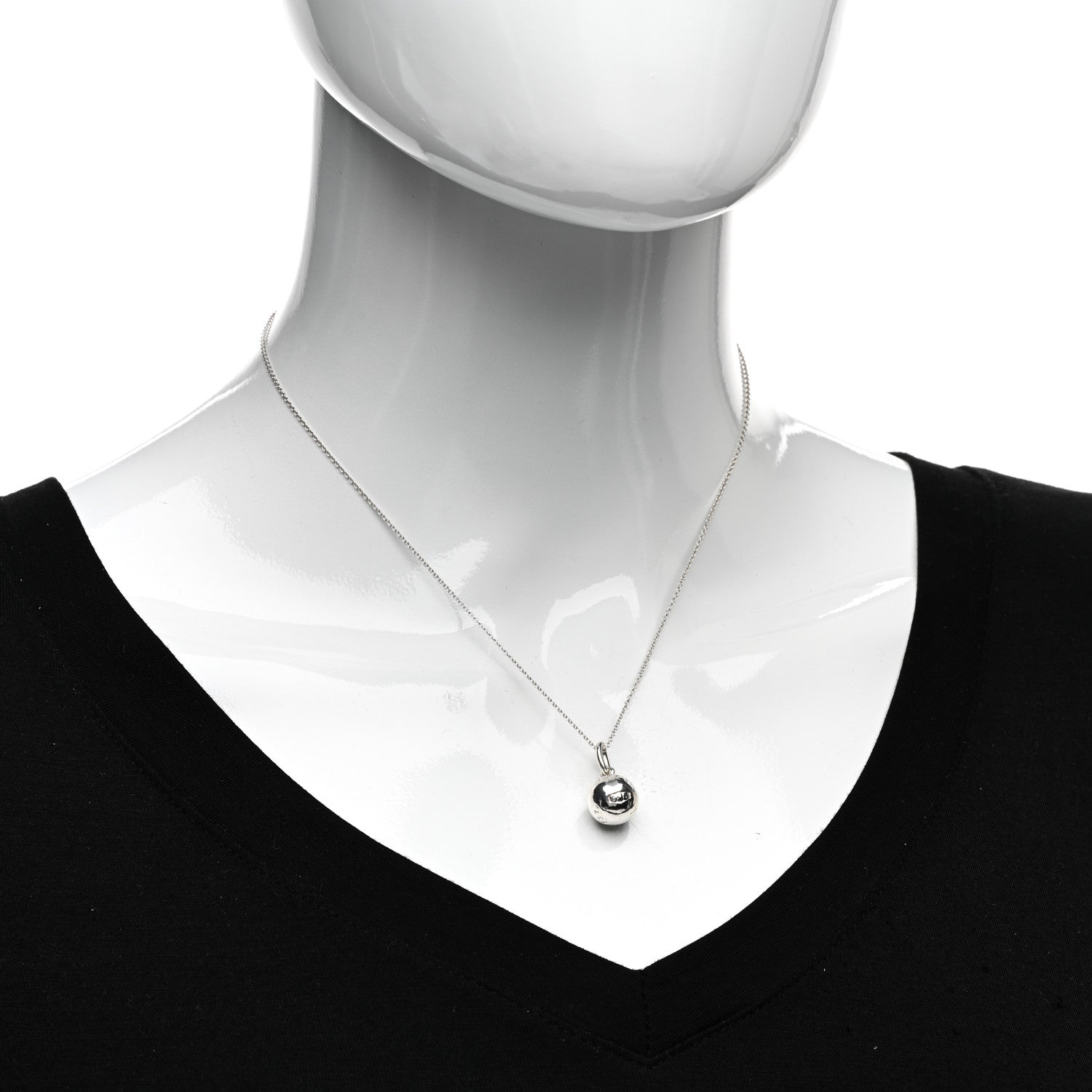 Tiffany Sterling Silver 1837 Ball Pendant Necklace 2 of 4
