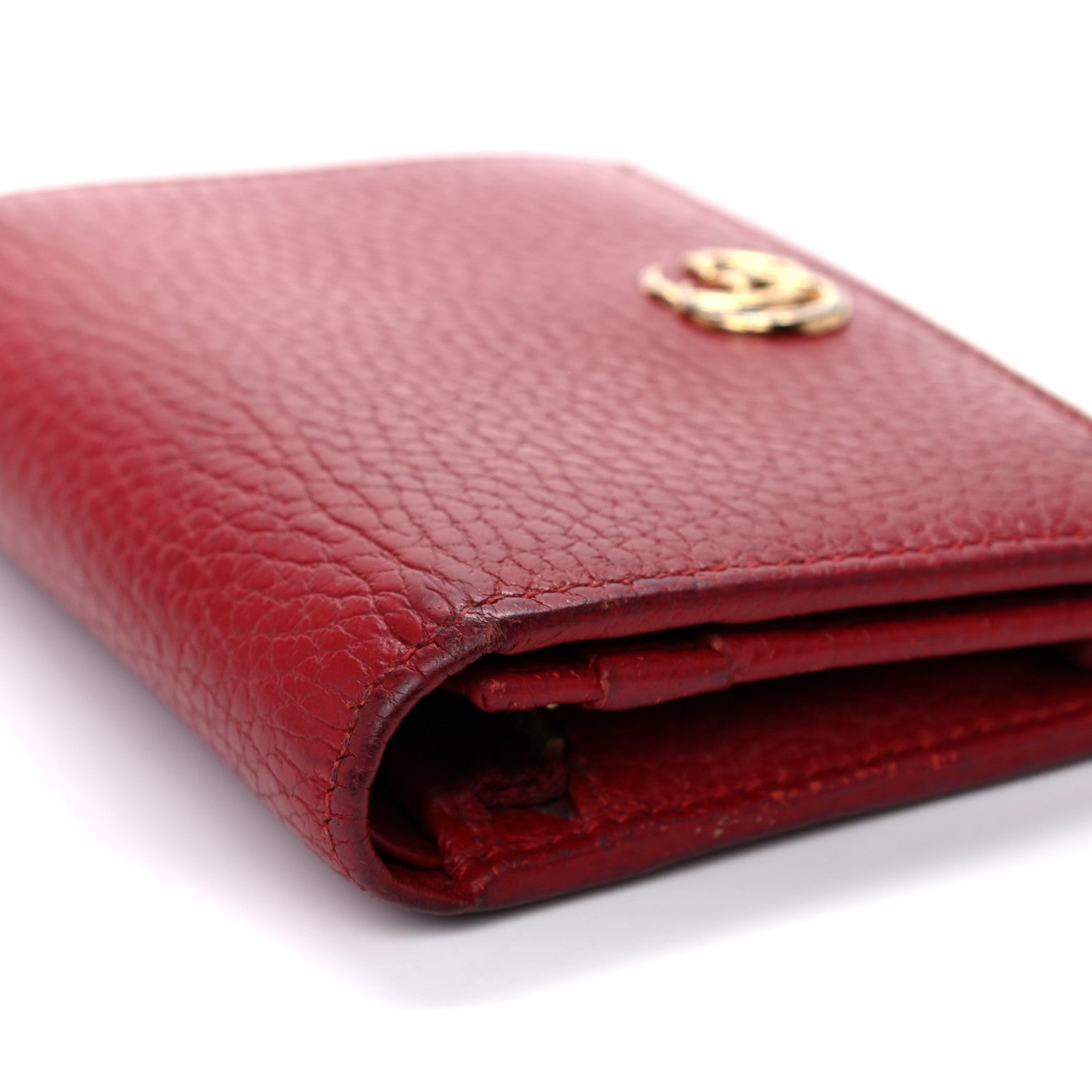 Gucci Pebbled Calfskin GG Marmont Card Case Hibiscus Red 11 of 11