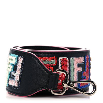 Fendi Calfskin Sequin Fun Fair Strap You Black Multicolor 1 of 5