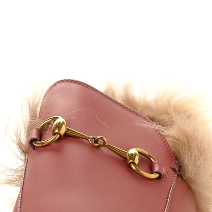 Gucci Calfskin Fur Womens Princetown Slippers 41.5 Lipstick Rose Natural 9 of 9