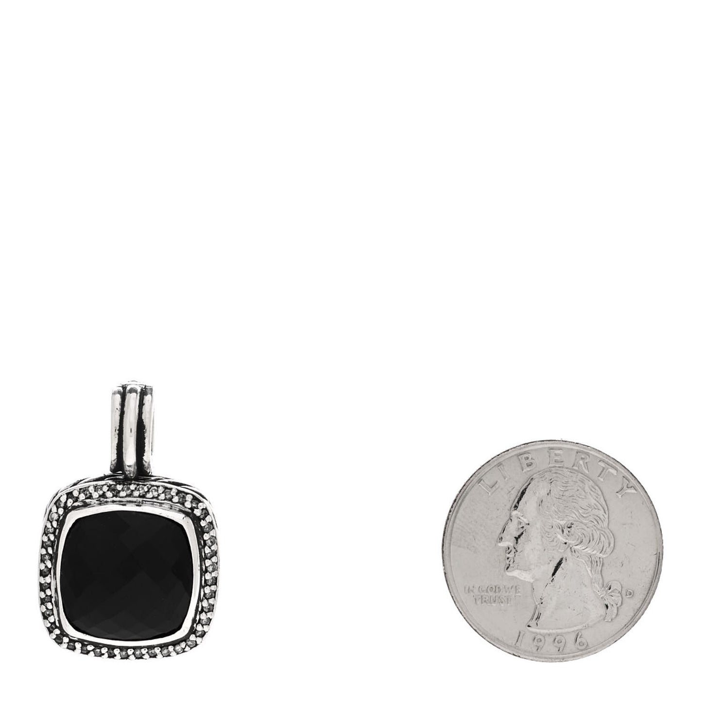 Sterling Silver Black Onyx Diamond 14mm Albion Enhancer Pendant