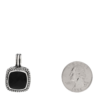 David Yurman Sterling Silver Black Onyx Diamond 14mm Albion Enhancer Pendant 2 of 3