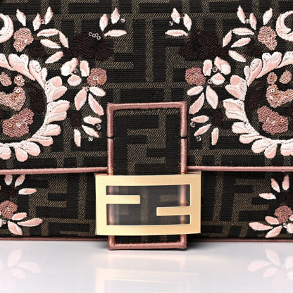 Fendi Fabric Jacquard FF 1974 Paisley Embroidered Baguette Tobacco Moro Rosa Quarzo Multicolor 8 of 13