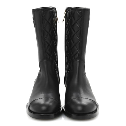 Chanel Calfskin Quilted CC Boots 38.5 Black 3 of 10